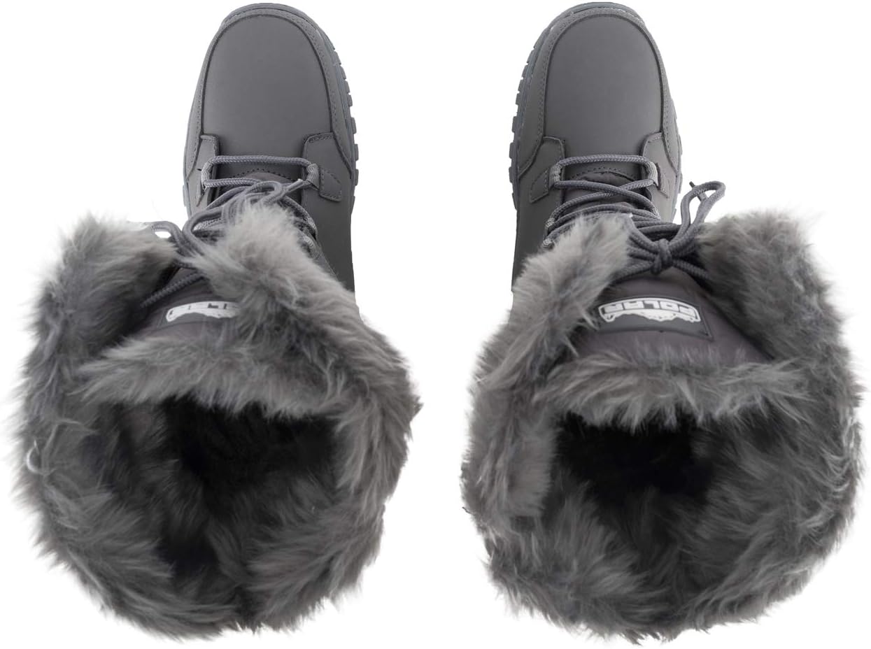 POLAR Womens Quilted Faux Fur Cuff Winter Duck Rubber Sole Durable Snow Rain Outdoor Boots