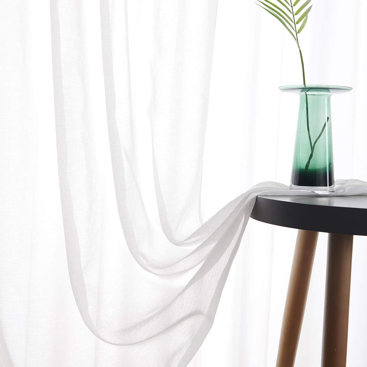 Off White Semi Sheer Curtains 72 Inches Long Faux Linen Off White Sheers Curtain for Bedroom Living Room Girls Kids Room 2 Panels 52x72 Inch Length