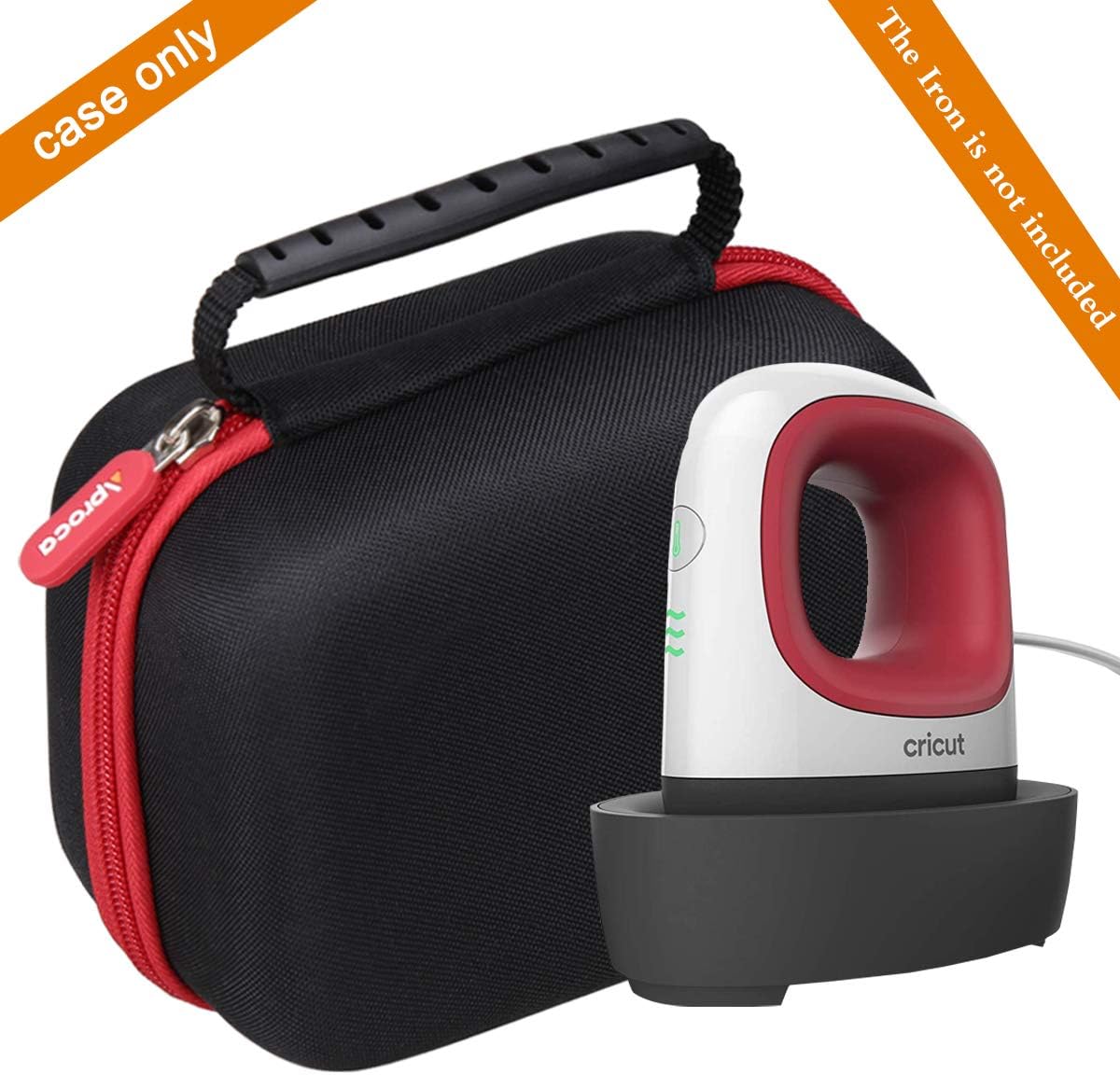Aproca Case Compatible with Cricut EasyPress Mini Heat Press, Storage Portable Bag for Machine and Accessories -Black with Red Zipper (Case Only)