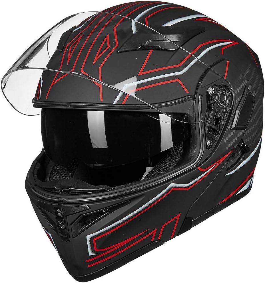 ILM Motorcycle Dual Visor Flip up Modular Full Face Helmet DOT Model 902/902L