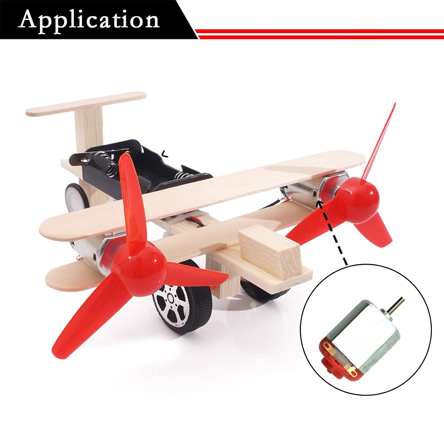 EUDAX 6 Set DC Motors Kit, Mini Electric Hobby Motor 3V -12V 25000 RPM Strong Magnetic with Shaft Propeller, 2 x AA Battery Holder