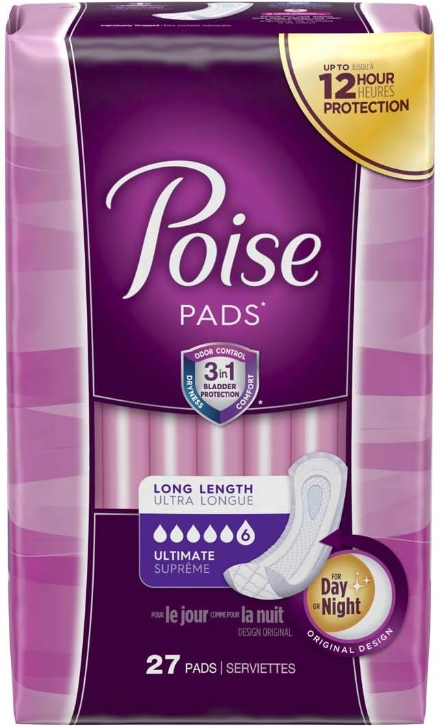 Poise Ultimate Long Pads,27 Count (Pack of 1)