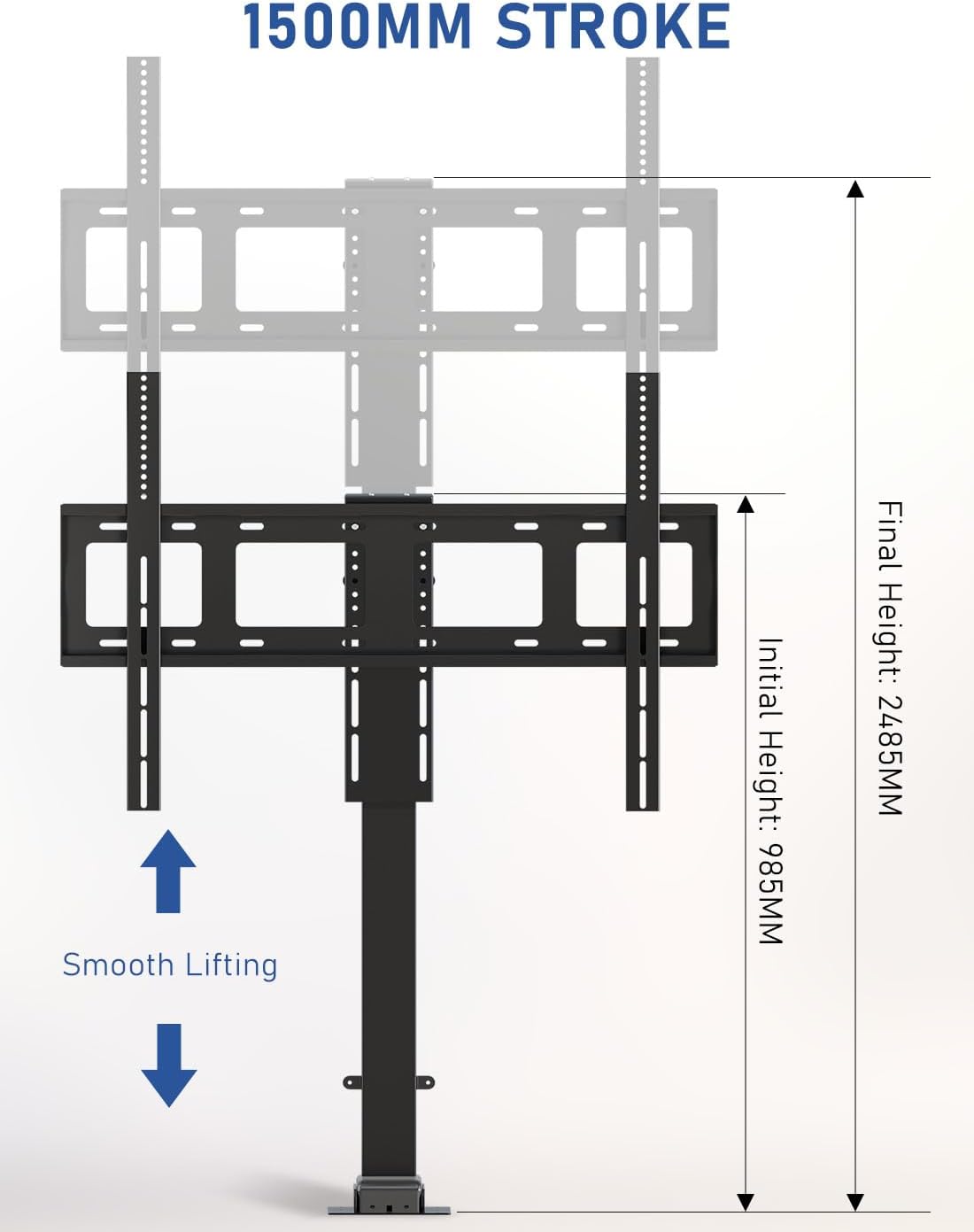 DIHOOL Motorized TV Lift for 85″ - 100″Giant Screen TVs, Pop Up Vertical TV Stand with Remote Control and Obstacle Detection, 59″ Stroke