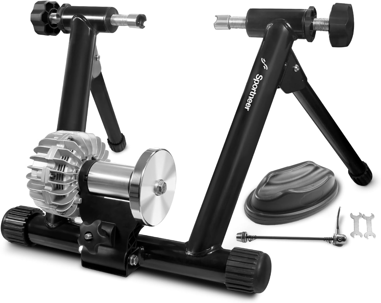 Sportneer Bike Trainer - Fluid Stationary Bike Stand for 26-29" & 700C Wheels - Auto Resistance Control Bike Trainer Stand for Indoor Riding with