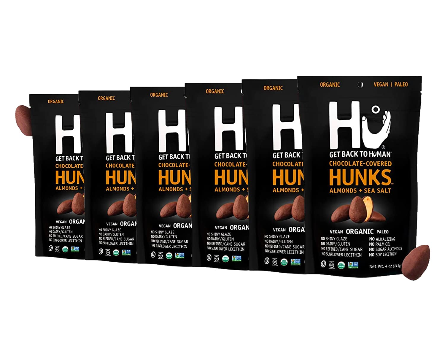 Hu Chocolate Hunks, Chocolate Covered Almonds with Sea Salt, 6 Pack