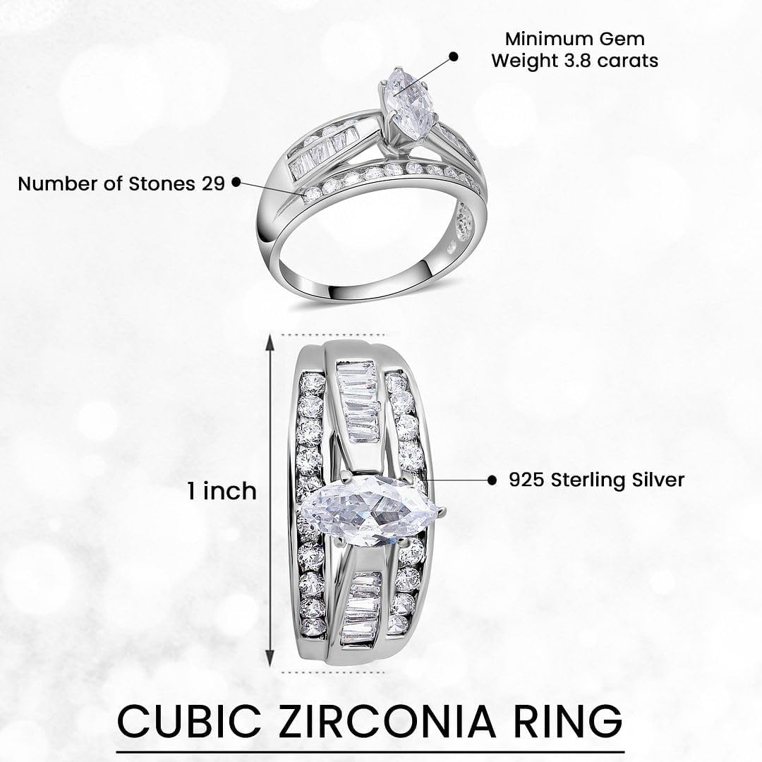 Cubic Zirconia Ring CZ in Silver Rings Rings Cubic Zirconia 3-4.5 ctw