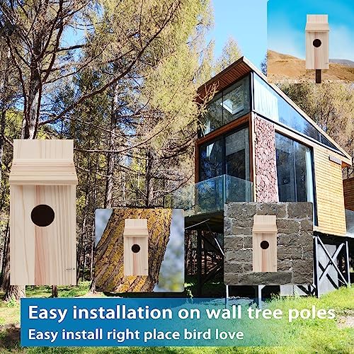 Cedar Blue Bird Box House,Hummingbird Wren Chickadee House, Assembled,1Pcs