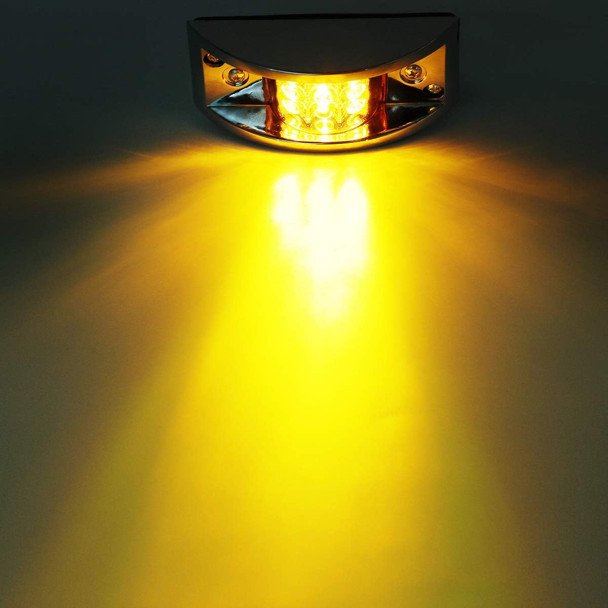 Partsam 4x Sealed Chrome Armored LED Trailer Clearance Light Side Marker Light 12LED Amber