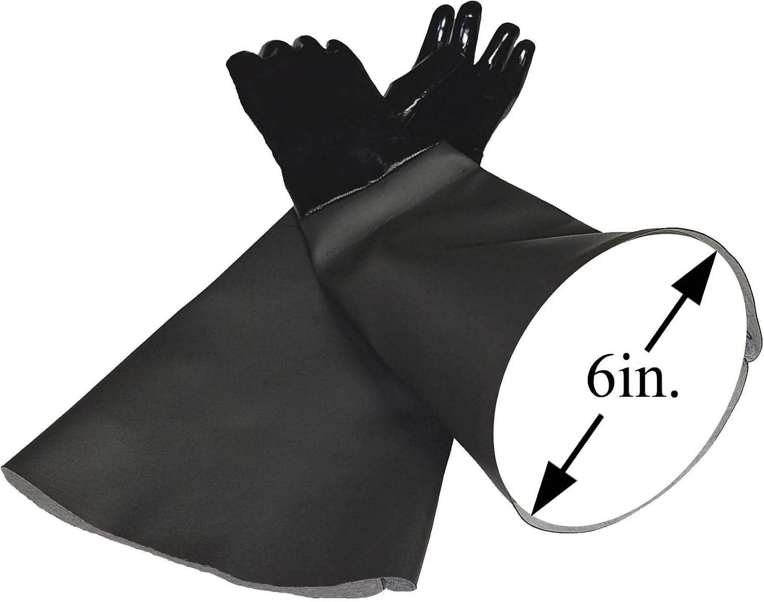Neoprene Gloves for Sandblasting Sandblaster Sand Blast Cabinet - 6" x 24" Made in USA
