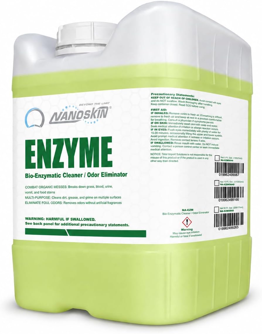 Nanoskin ENZYME Bio-Enzymatic Cleaner & Odor Eliminator 1 Gallon - Fragrance-Free Multi-Surface Cleaner for Organic Stains, Pet Accidents, Food Spills, Light Grease & Grime | Auto, Kitchen & Bath