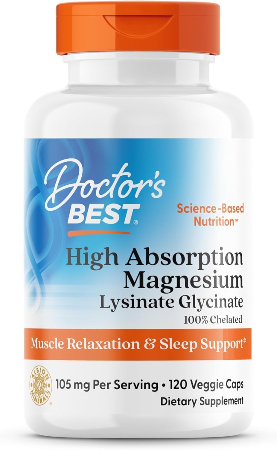 Doctor's Best High Absorption Magnesium Glycinate Lysinate, 120 Veg Caps