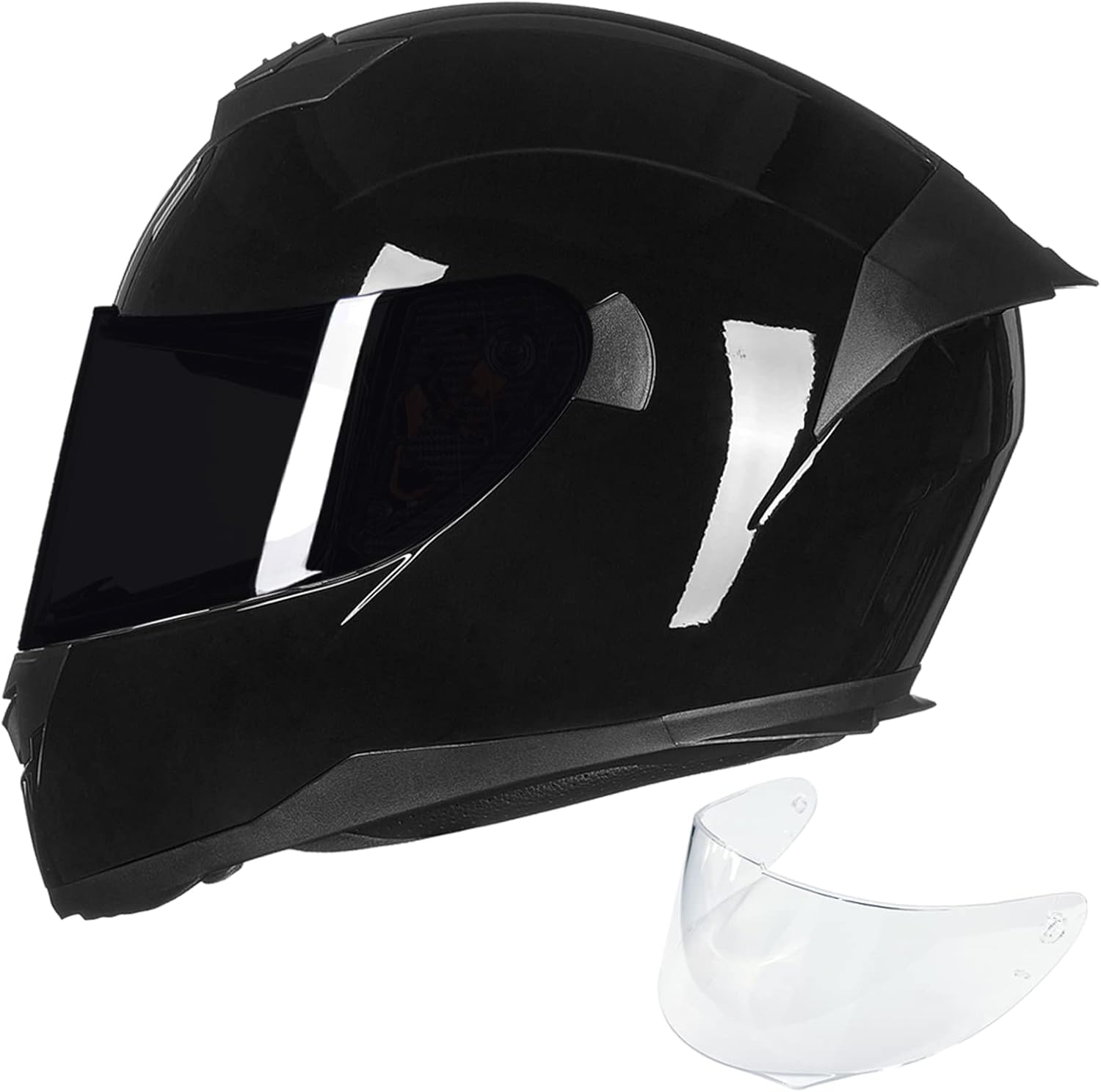 ILM Full Face Motorcycle Helmet for Motocross Street Bike DOT Certified 2 Visors Model-317(Gloss Black, L)