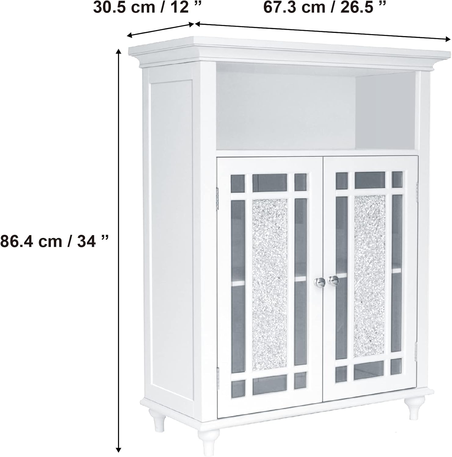 Teamson Home Windsor 26.5 in. x 34.02 in. 2-Door Freestanding Wooden Floor Cabinet with Adjustable Shelves for Storage Solutions in Bathrooms