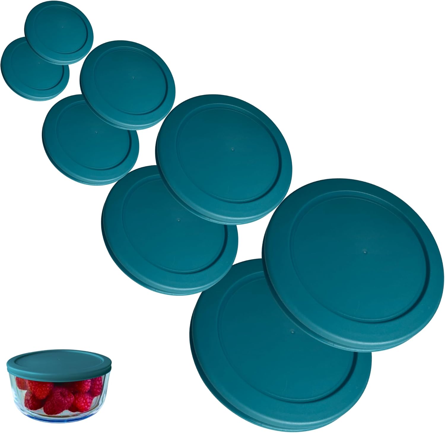 1, 2, 4 & 7 Cup Green, Orange, Blue, Red Replacement Lids/Covers for Pyrex