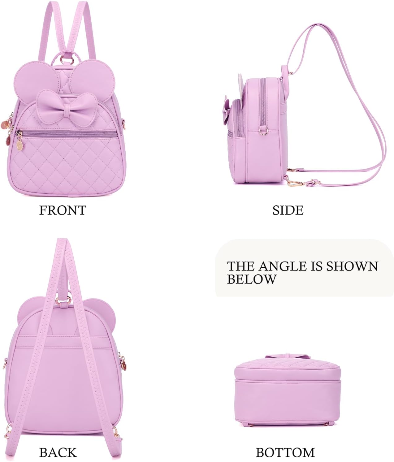 KL928 Girls Mini Backpack Bowknot Polka Dot Cute Small Daypacks Convertible Shoulder Bag Purse for Women