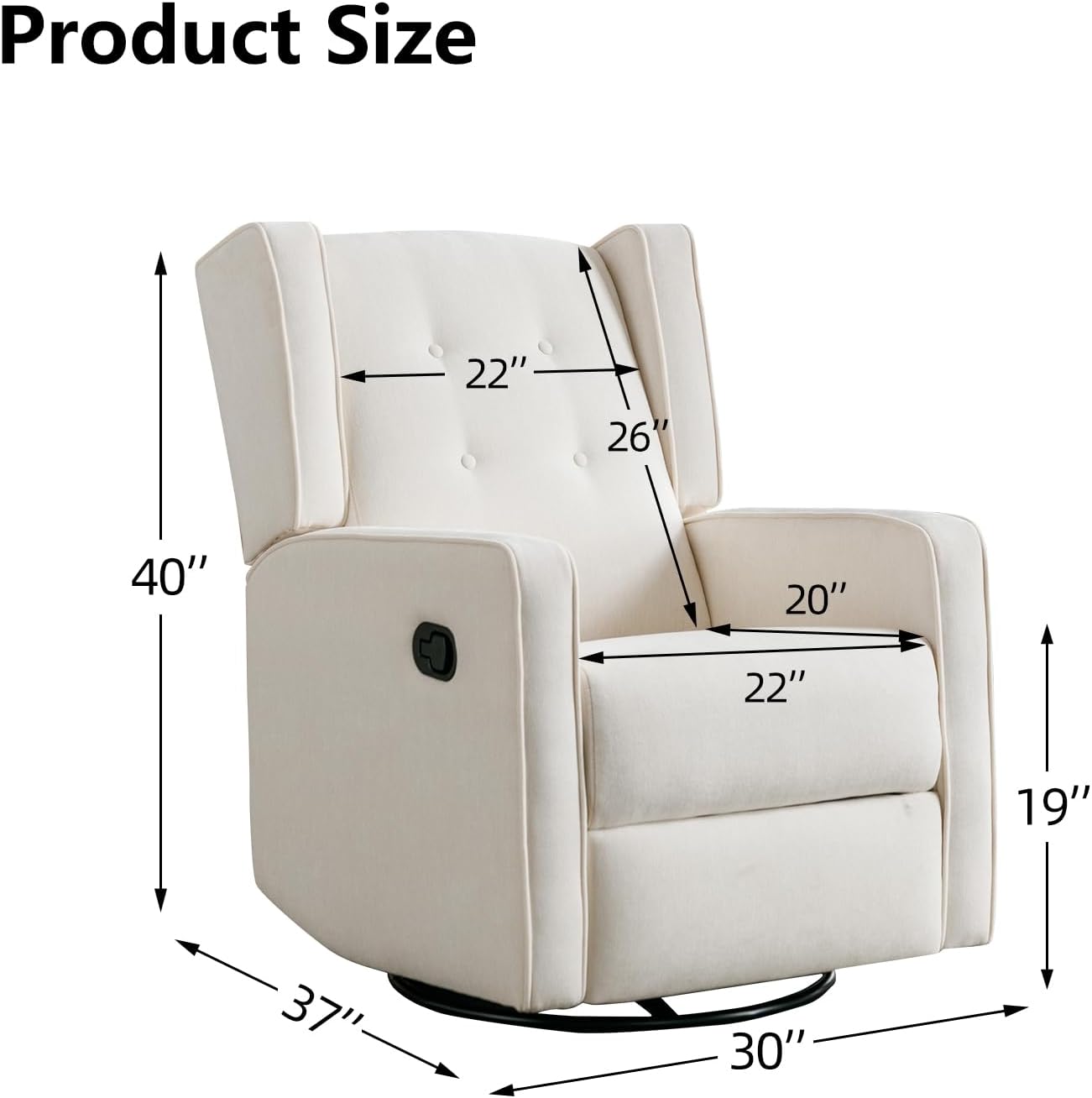 CANMOV Swivel Rocker Recliner Chair, Nursery Glider Chair, Nursery Rocking Chairs, Manual Reclining Chair, Grey