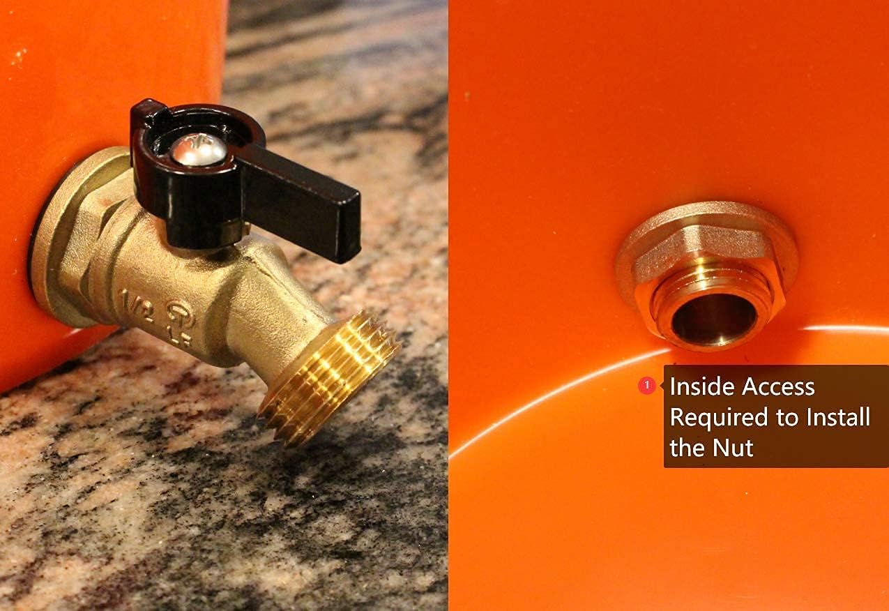 RBS005 Brass Water Container/Rain Barrel Quarter Turn Spigot(LF Compliant, For OPEN TOP BARRELS)