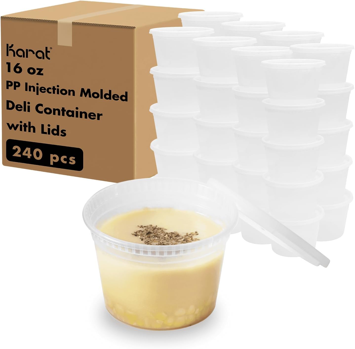 Karat [32oz - 240 ct] Clear PP Injection Molded Round Deli Containers with Lids (FP-IMDC32-PP)