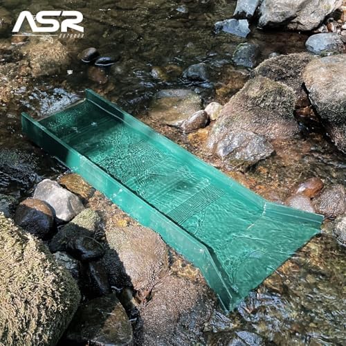 ASR Outdoor Multi Riffle Plastic Sluice Box for Gold Panning with Adjustable Strap, 34 inch