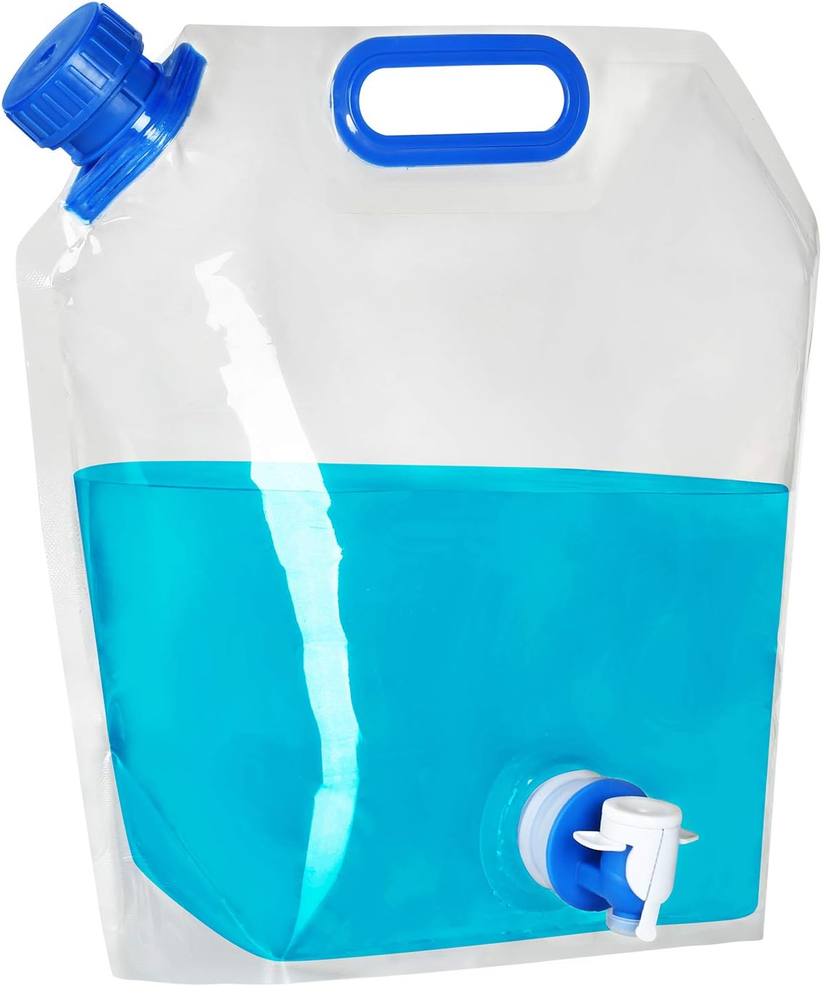 Collapsible Water Container, BPA Free Food Grade Clear Plastic Water Jug with Spout for Sport Camping Riding Hiking, Foldable Emergency Water Bottle
