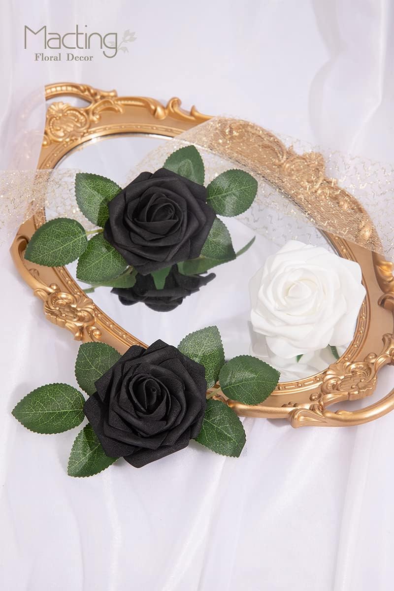 30PCS Yellow Artificial Flowers, Real Touch Fake Roses for Fall Decorations