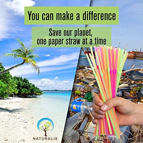 300/1000-Pack Extra Durable White Paper Straws Biodegradable- Premium Eco-Friendly Paper Straws Bulk- Drinking Straws for Juices