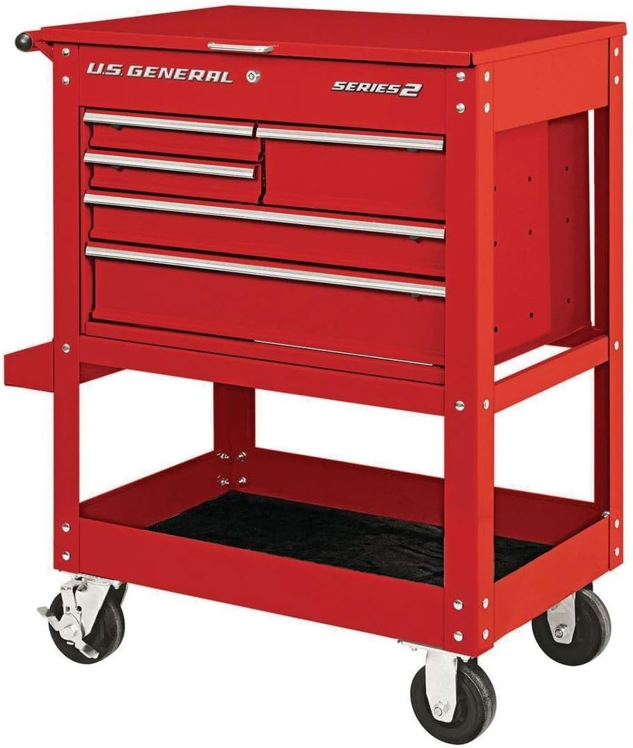 30 Inch 5 Drawer 704 Lb. Capacity Glossy Red Tool Cart