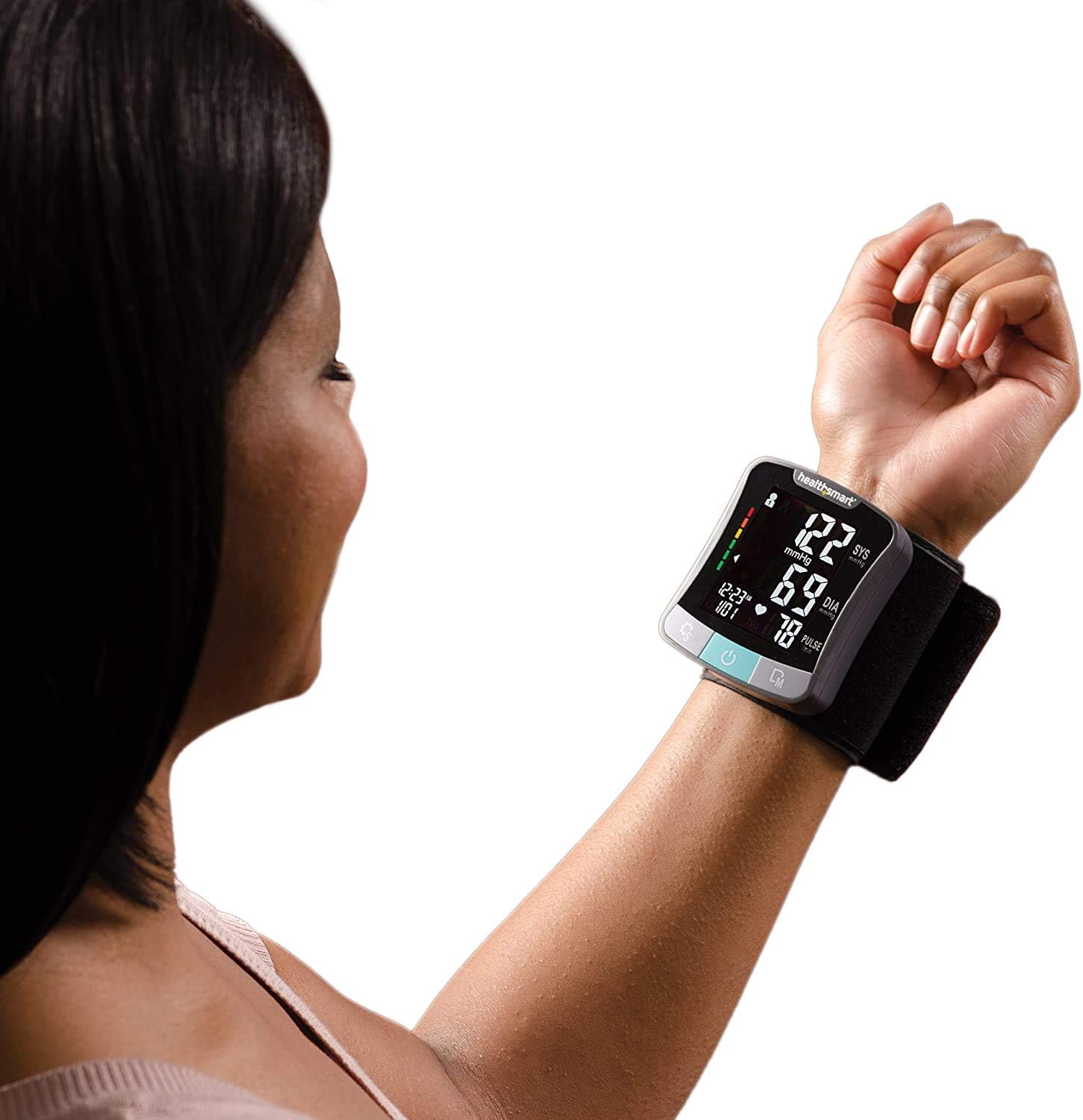 HealthSmart Digital Premium Wrist Blood Pressure Monitor with Cuff That Measures Pulse Heartbeat and High or Low BP