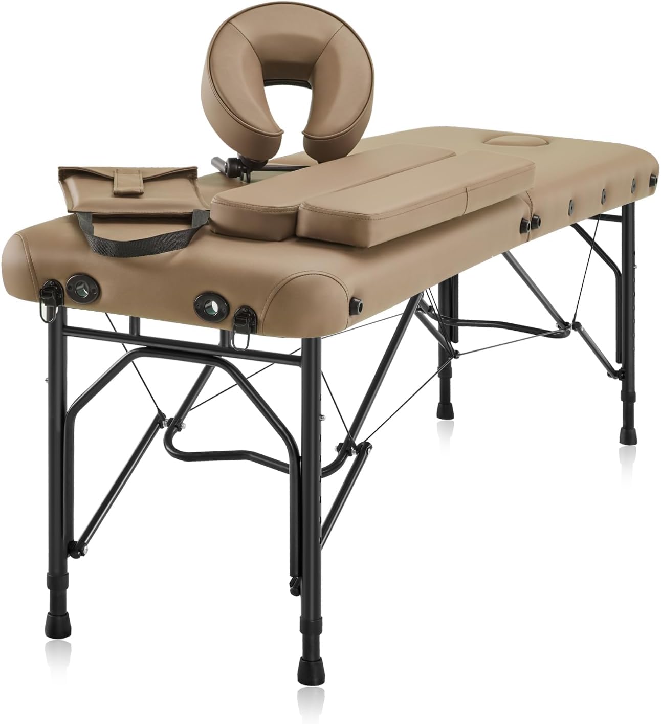 Portable Aluminum Massage Table, Foldable Travel Bed, 70 x 21, Black | Aluminum Frame · 3" Memory Foam · 450 lb Working Capacity · Foldable · Massage, Spa & Mobile Therapy