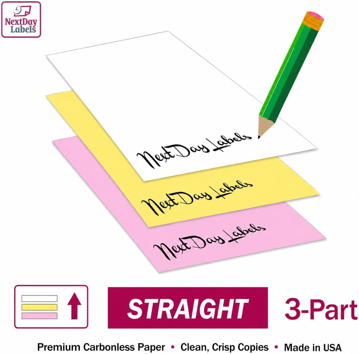 NextDayLabels Carbonless NCR Paper, 2 Part Reverse #5887, 8.5" x 11"