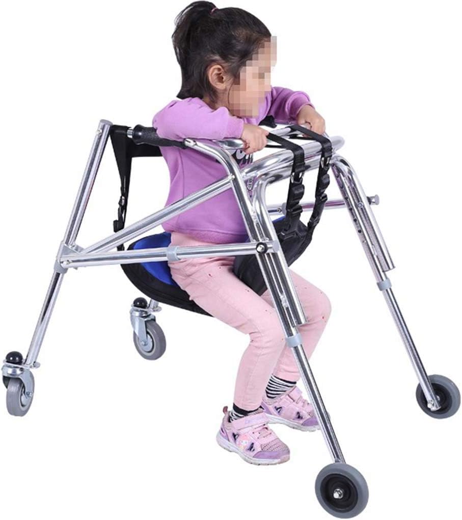Walker Pulley Rear-Mounted Walker One-Way Folding Anti-Backward Size Walker Height Adjustable for Cerebral Palsy Children Rehabilitation Training