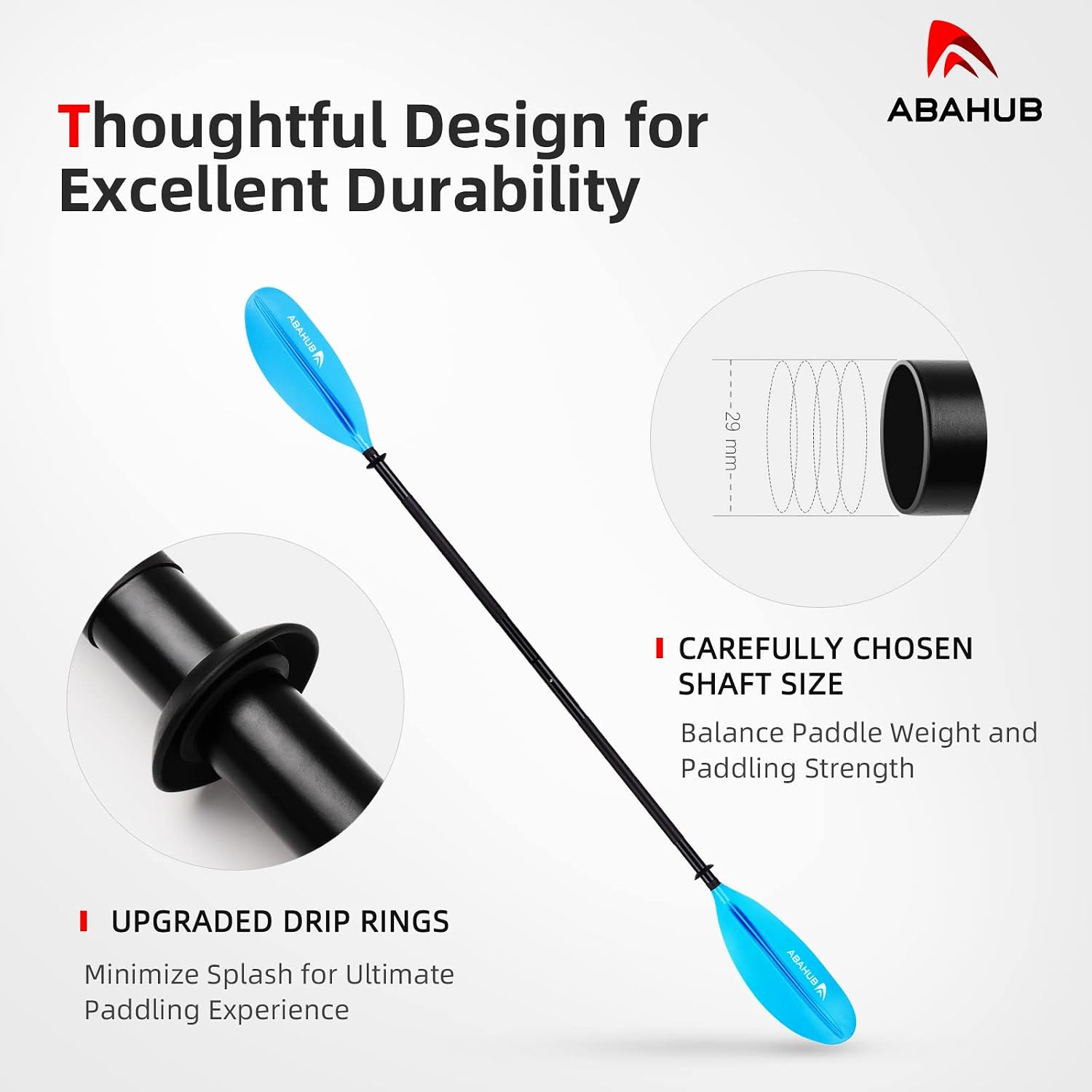 Abahub Kayak Paddle with Free Leash 220-240cm Kayaking Oars