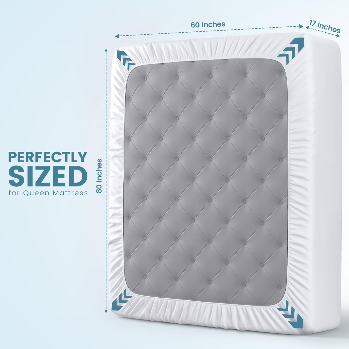 Waterproof Queen Size Mattress Protector fits Upto 17" deep Mattresses | Utopia Bedding 200 GSM Soft & Breathable Mattress Cover, Dirt-Proof, Noiseless, Machine Washable Fitted Sheet Style, White