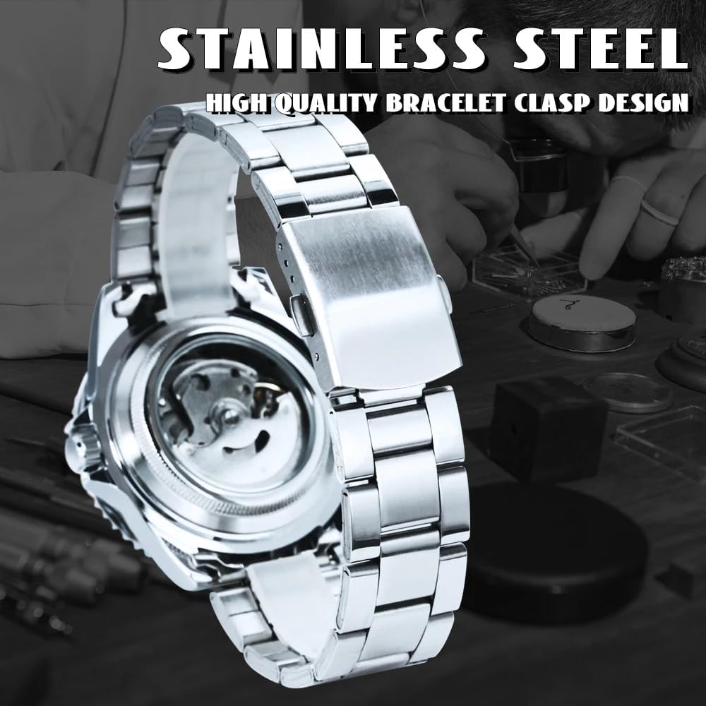 MASTOP Men Automatic Mechanical Watches Full Steel Waterproof Mens Watches | Calendar,Fashion Wristwatch for Men