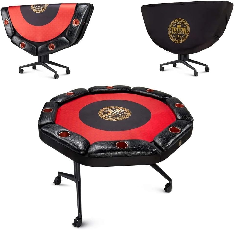 Triton Premium Foldable Poker Table - Poker Table for 10 Players Long-Lasting, Luxurious Vegas Style Casino Experience at Home