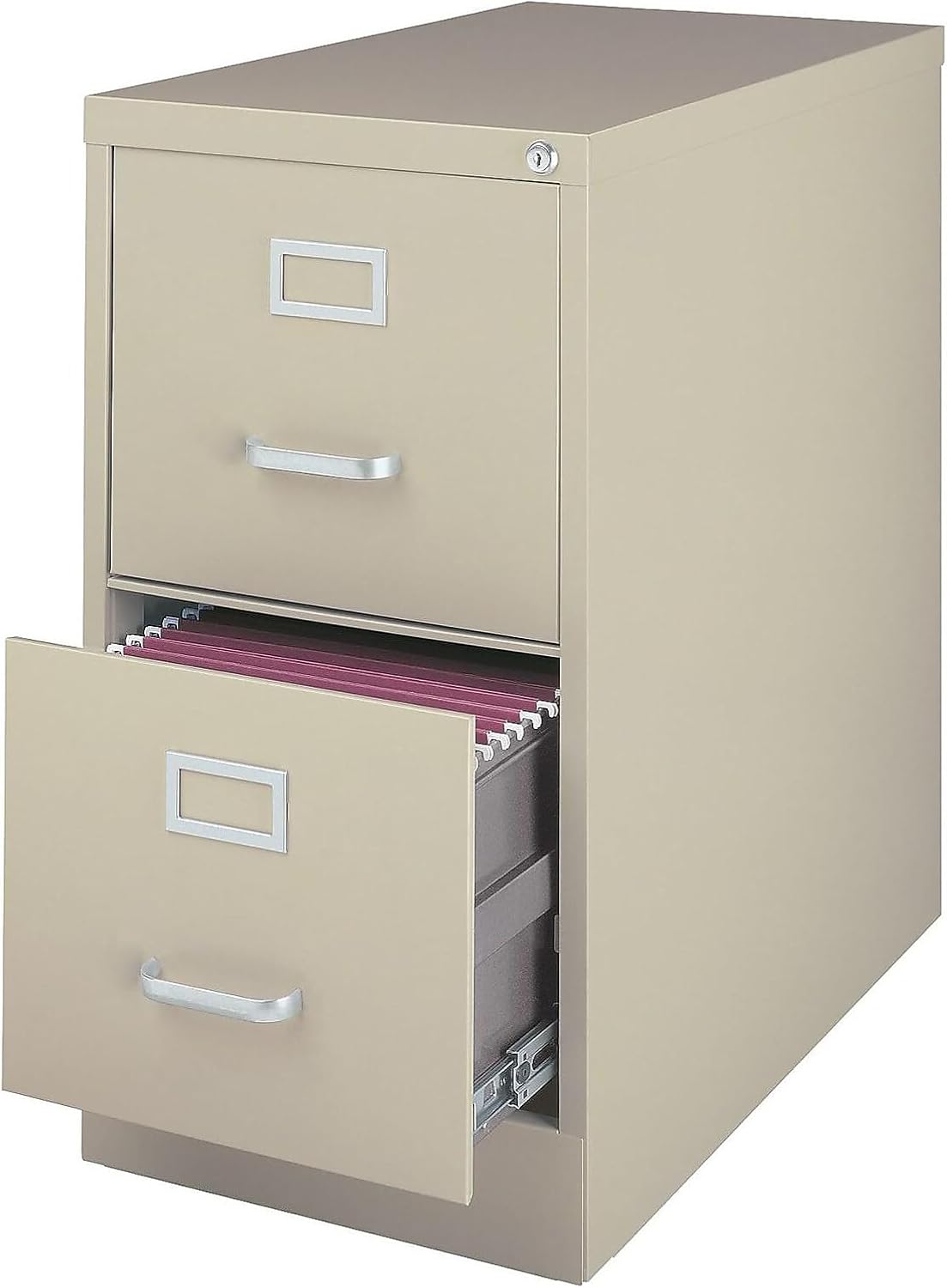 Staples 2-Drawer Vertical File Cabinet, Letter Size Documents, Lockable, 22" D x 15" W x 28.38" H, Black