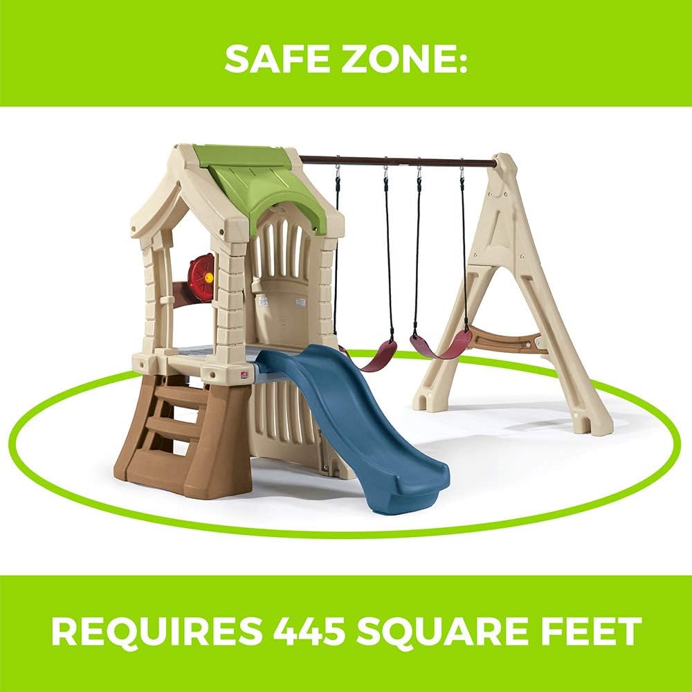 Step2 Play Up Gym Set for Kids, Outdoor Swing Set, Backyard Slide, Swings, Playhouse, & Crawl Space, Two Tier, Easy Set Up