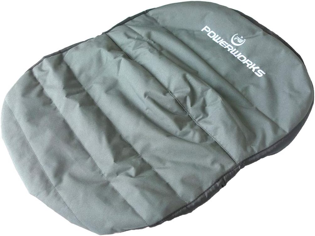 POWERWORKS Weatherproof Deluxe Riding Lawn Mower Seat Cover, Medium, Black | For Seats 12.4-14.1" High, 600D Oxford Cloth, Storage Pockets