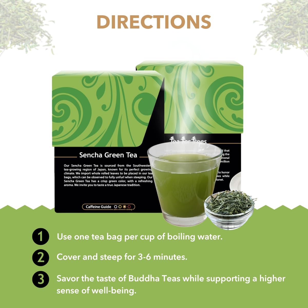 Buddha Teas - Organic Sencha Green Tea - For Health & Wellbeing - Japanese Green Tea - With Antioxidants & Minerals - Clean Ingredients - Caffeinated - OU Kosher & Non-GMO - 18 Tea Bags (Pack of 1)