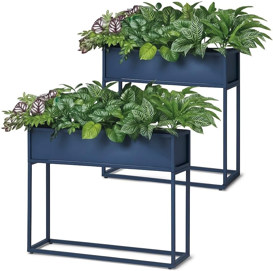 Cocoyard Metal Elevated Planter Box - 28" Raised Garden Bed with Legs for Indoor and Outdoor - Tall Rectangle Planter with Felt Liner