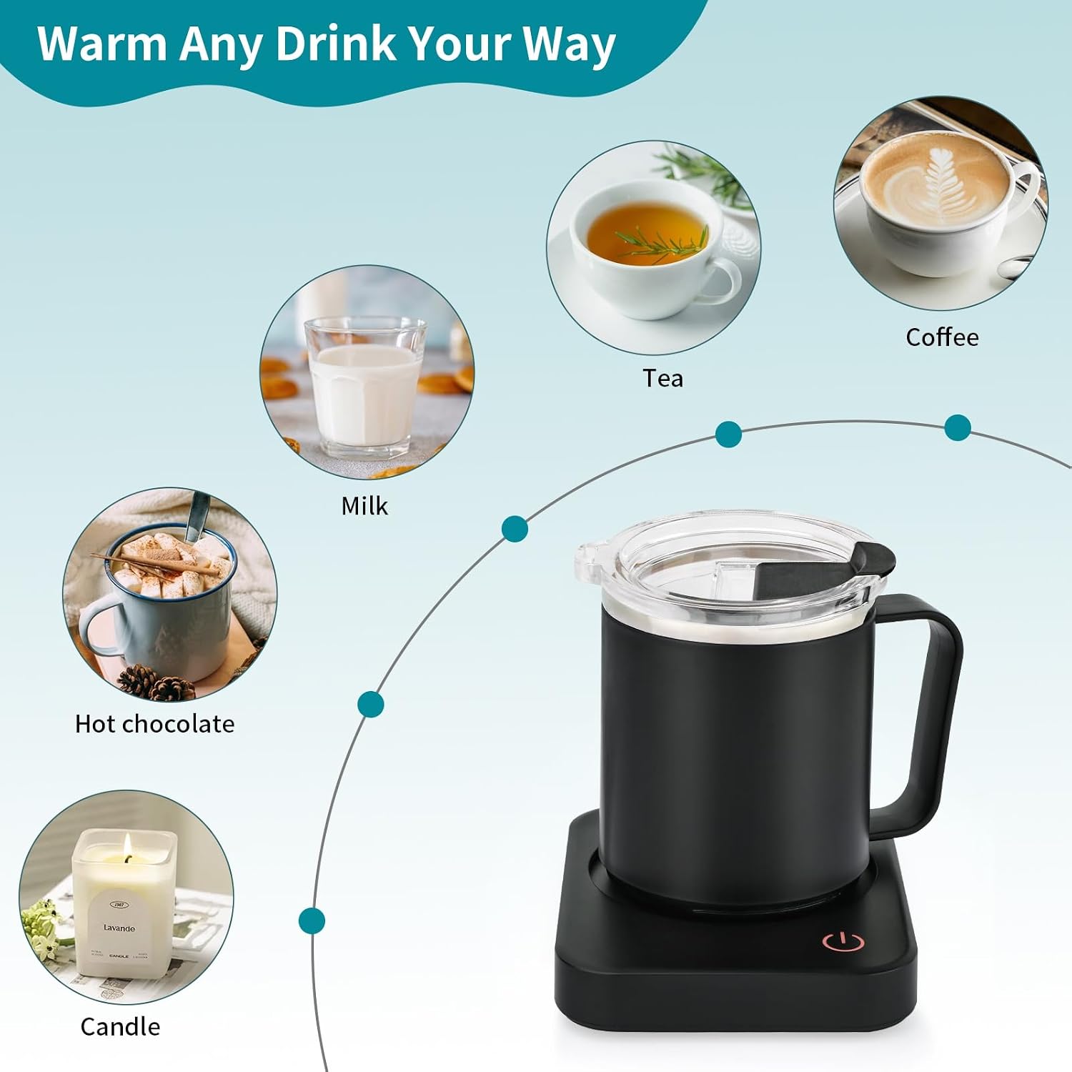 VOBAGA Coffee Mug Warmer for Desk with Auto Shut Off & 3-Temp Settings, Coffee Cup Warmer with Smart Safety Alert Home Office Accessory