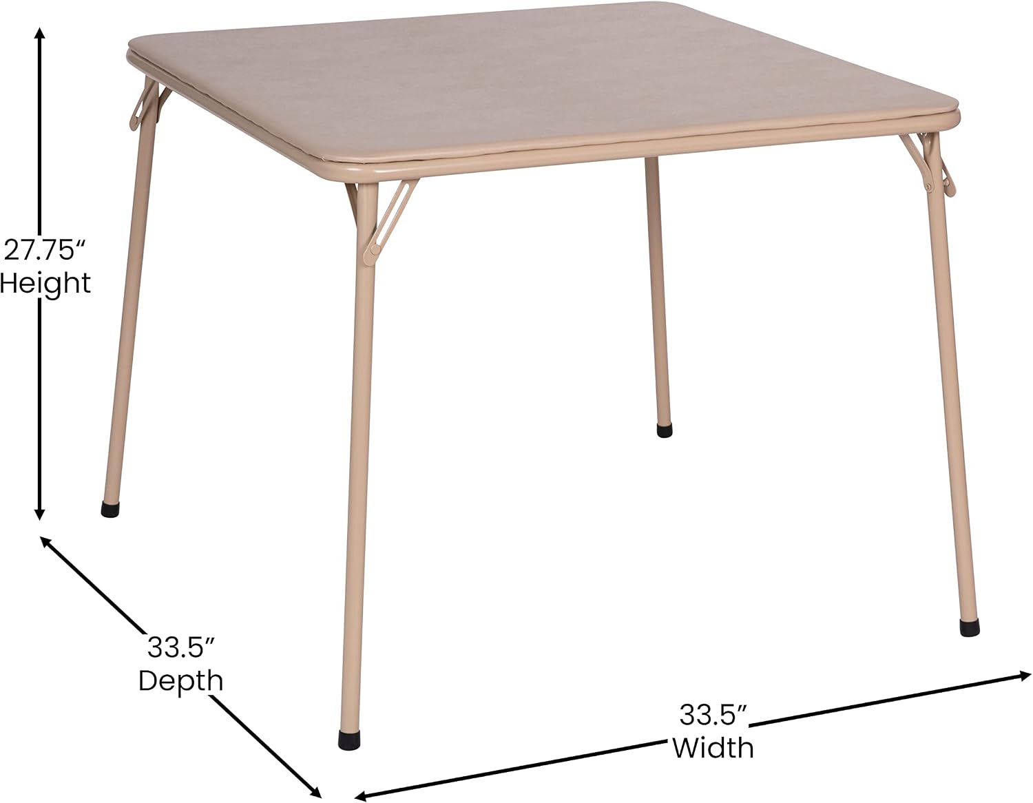 Flash Furniture Madelyn 33.5" Square Folding Multipurpose Card Table with Padded Vinyl Top, Portable Folding Game Table for 4 Players, Black