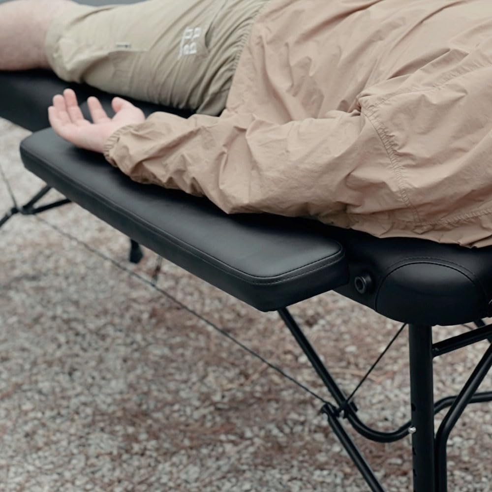 Portable Aluminum Massage Table, Foldable Travel Bed, 70 x 21, Black | Aluminum Frame · 3" Memory Foam · 450 lb Working Capacity · Foldable · Massage, Spa & Mobile Therapy