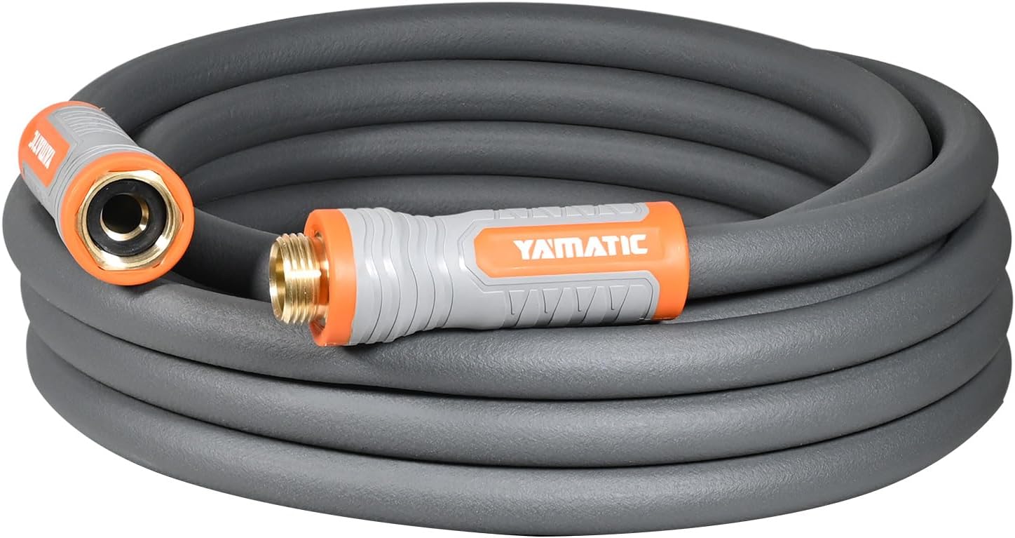 YAMATIC Flexible Garden Hose 5/8" x 50ft, 360° Swivel Handle, Burst 600 PSI