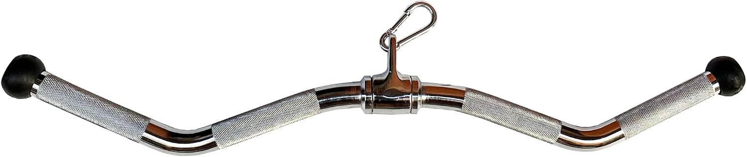 Revolving Lat Pulldown Bar for Cable Machine, Straight Bar with Rubber Grip - Tricep Press Down, Curl & Back Exercise Attachment for Home Gym