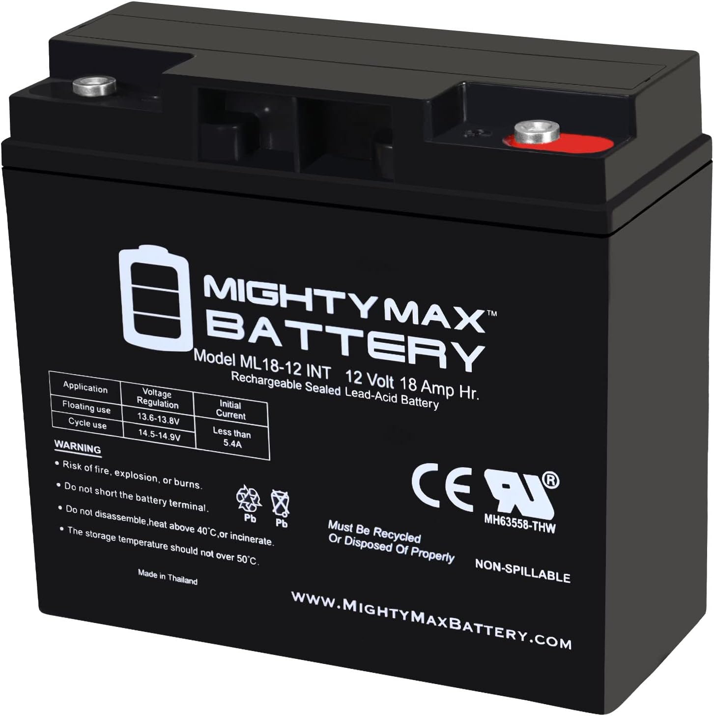 Mighty Max Battery 12V 18AH SLA Internal Thread Battery for Generac 7500 EXL Generator