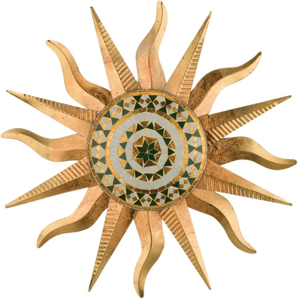 Regal Art & Gift Handcrafted Metal Sun Wall Decor, Rustic Sunburst Wall Art | Copper Patina, 40 in, Metal, Rust-Resistant Sunburst Sculpture, Eye-Catching Accent for Patio, Garden & Home