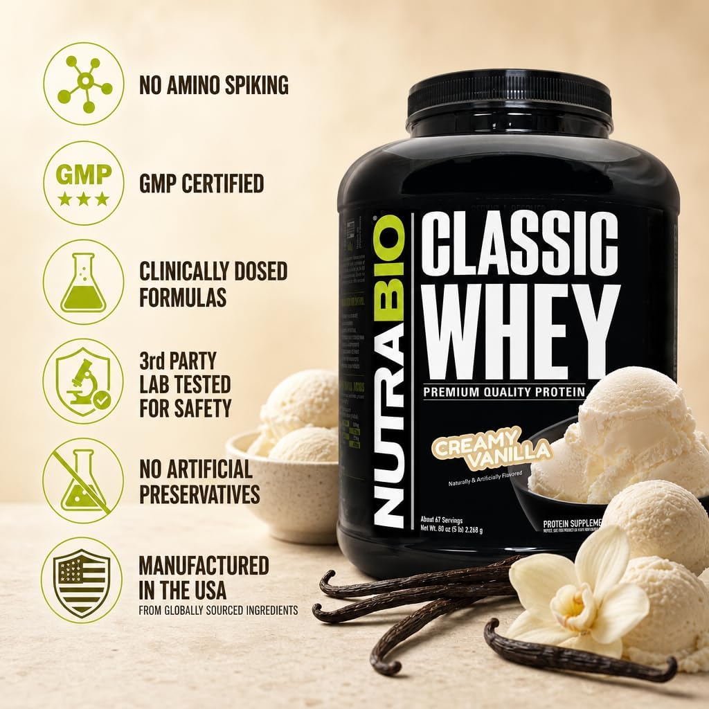 NutraBio Classic Whey Protein Powder- 25G of Protein Per Scoop - No Fillers, Artificial Colors, Preservatives - Chocolate Milkshake, 2 Pounds