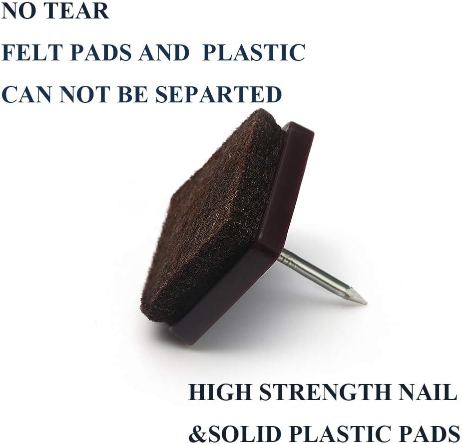 Furniture Felt Pads Nail-on Heavy Duty Felt Pad Chair Sliders Round Chair Leg Floor Protectors 1" Furniture Leg Protector 24 Pack