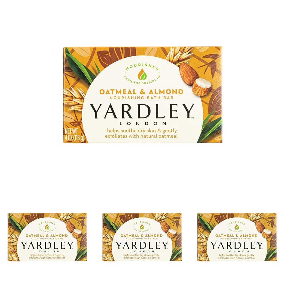 Yardley Oatmeal and Almond Bar Soap, Oatmeal & Almond, 4 Ounce